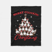 Retro Merry Cluckin Christmas Chicken Tree Boerder Fleece Deken (Voorkant)
