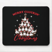 Retro Merry Cluckin Christmas Chicken Tree Boerder Muismat (Voorkant)