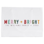 Retro Merry en Bright  Typografie Groot Cadeauzakje (Achterkant)