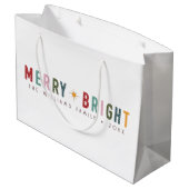 Retro Merry en Bright  Typografie Groot Cadeauzakje (Achterkant Gekanteld)