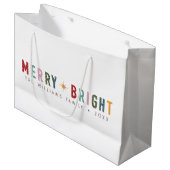 Retro Merry en Bright  Typografie Groot Cadeauzakje (Voorkant Gekanteld)