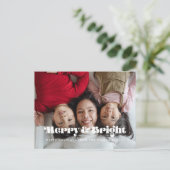  retro Merry en heldere kerstfoto Briefkaart (Staand voorkant)