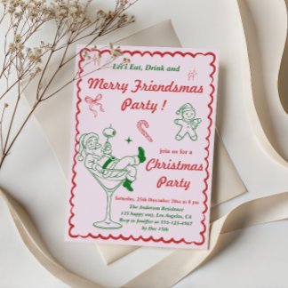 Retro Merry Friendsmas Kerstfeest Kaart