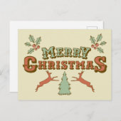 Retro Merry kerst Briefkaart (Voorkant / Achterkant)
