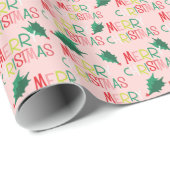 Retro Merry kerst Colorful Holiday Wrapping Cadeaupapier (Rol Hoek)