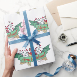 Retro Merry kerst / Feestdagen 2022 Cadeaupapier