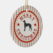 Retro Merry kerst Greyhound Dog Keramisch Ornament (Rechts)
