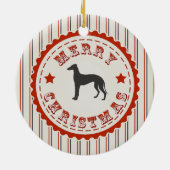 Retro Merry kerst Greyhound Dog Keramisch Ornament (Achterkant)