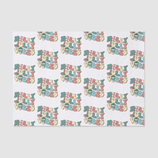 Retro Merry kerst Holly Jolly Vibes Tissuepapier (Voorkant)