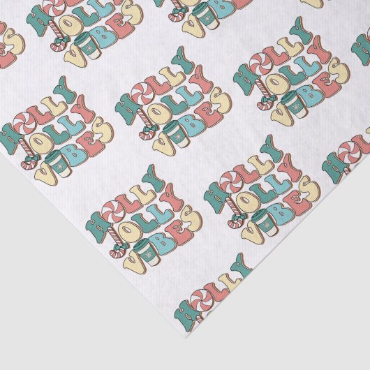 Retro Merry kerst Holly Jolly Vibes Tissuepapier (Detail)