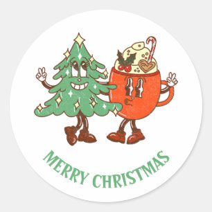 Retro Merry kerst Ronde Sticker