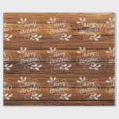 Retro Merry kerst Typografie Barn Wood Cadeaupapier (Vlak)