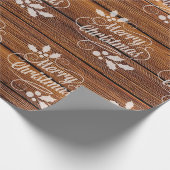 Retro Merry kerst Typografie Barn Wood Cadeaupapier (Hoek)