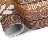 Retro Merry kerst Typografie Barn Wood Cadeaupapier (Rol Hoek)