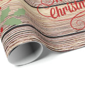 Retro Merry kerst Typografie Birch Wood Cadeaupapier (Rol Hoek)