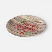 Retro Merry kerst Typografie Birch Wood Papieren Bordje (Gekanteld)
