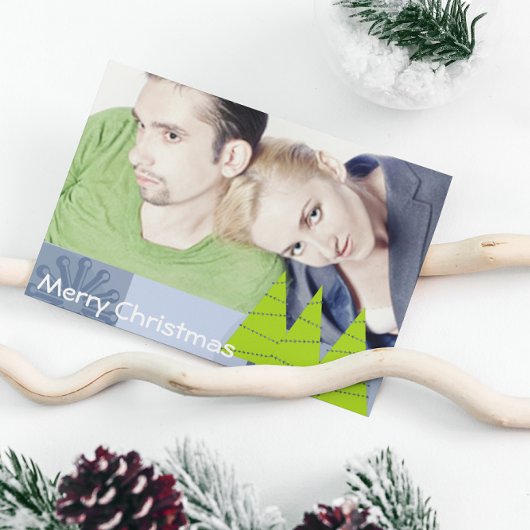 Retro Merry kerstbomen - Feestdagen Kaart