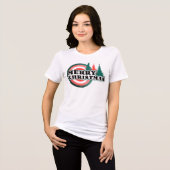 Retro Merry kerstbomen Winter Feestdagen Tri-Blend Shirt (Voorkant volledig)