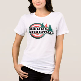 Retro Merry kerstbomen Winter Feestdagen Tri-Blend Shirt