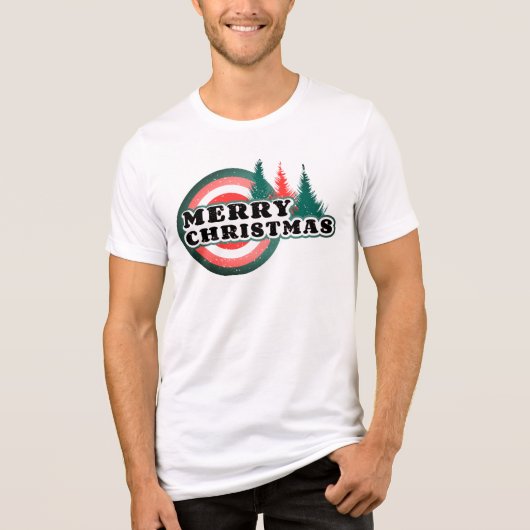 Retro Merry kerstbomen Winter Feestdagen Tri-Blend Shirt (Voorkant)