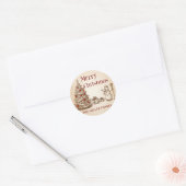  Retro Merry-kerstboom Ronde Sticker (Envelop)