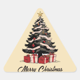 Retro Merry Kerstboom Sticker