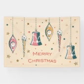 Retro Merry kerstdecorations Winter Feestdagen Spandoek (Horizontaal)
