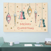 Retro Merry kerstdecorations Winter Feestdagen Spandoek (Beurs)