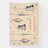 Retro Merry kerstdecorations Winter Feestdagen Spandoek (Verticaal)