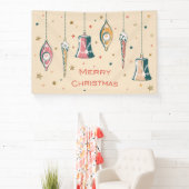 Retro Merry kerstdecorations Winter Feestdagen Spandoek (Insitu)