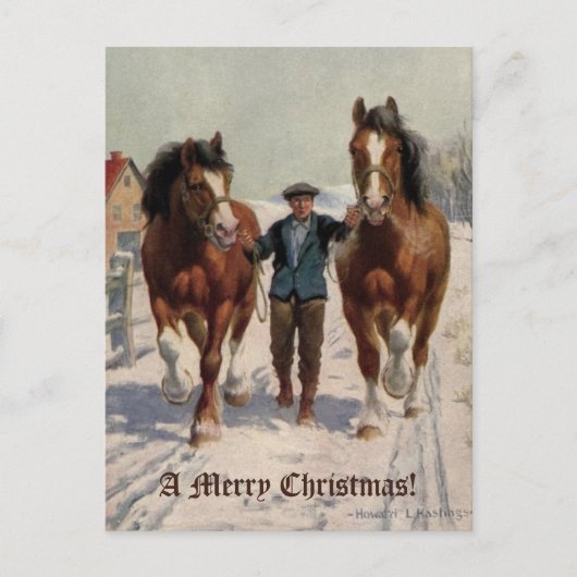 Retro  Merry Kerstdorpsporten Sneeuw Feestdagenkaart (Voorkant)