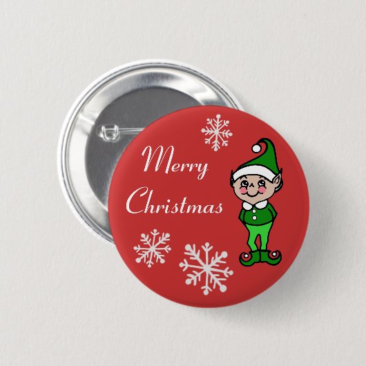 Retro Merry Kerstfeestay Elf Button Pin (Voorkant /achterkant)