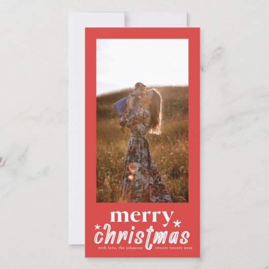 Retro Merry-kerstfoto Feestdagenkaart (Voorkant)