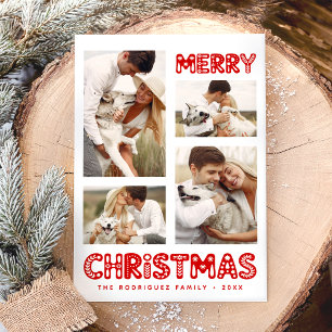 Retro Merry-kerstfoto Feestdagenkaart