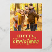 Retro Merry-kerstfoto Folie Feestdagenkaart (Voorkant)