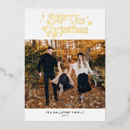 Retro Merry-kerstfoto Folie Feestdagenkaart