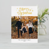 Retro Merry-kerstfoto Folie Feestdagenkaart (Staand Voorkant)