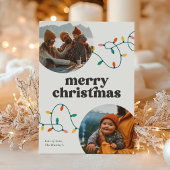 Retro Merry-kerstkaart Feestdagenkaart