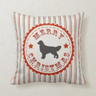 Retro Merry Kerstmis Golden Retriever Dog Kussen