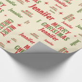 Retro Merry Kerstmis Jennifer Gepersonaliseerde na Cadeaupapier (Hoek)