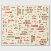 Retro Merry Kerstmis Jennifer Gepersonaliseerde na Cadeaupapier (Vlak)