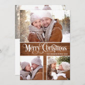 Retro Merry Kerstmis Rustic 4 PHOTO Greeting Feestdagenkaart (Voorkant / Achterkant)