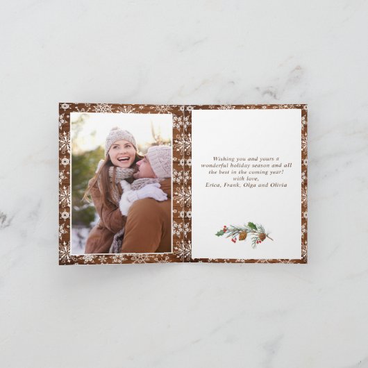 Retro Merry Kerstmis Rustic 5 PHOTO Greeting Feestdagen Kaart (Binnen)