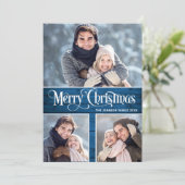 Retro Merry Kerstmis Rustic 6 PHOTO Greeting Feestdagenkaart (Staand voorkant)