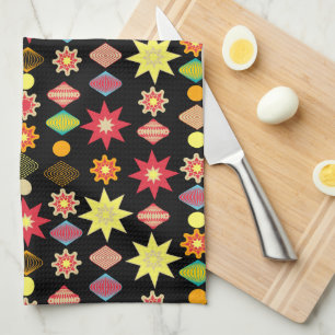 Retro Merry-kerstpatroon Theedoek