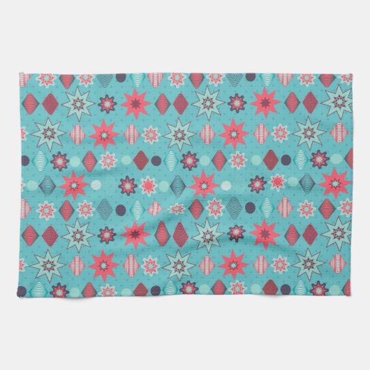  Retro Merry-kerstpatroon Theedoek (Horizontaal)