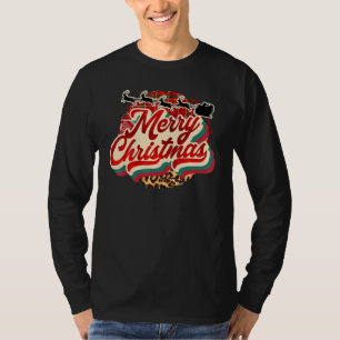 Retro Merry-kerstreindester Leopard-kerstman T-shirt