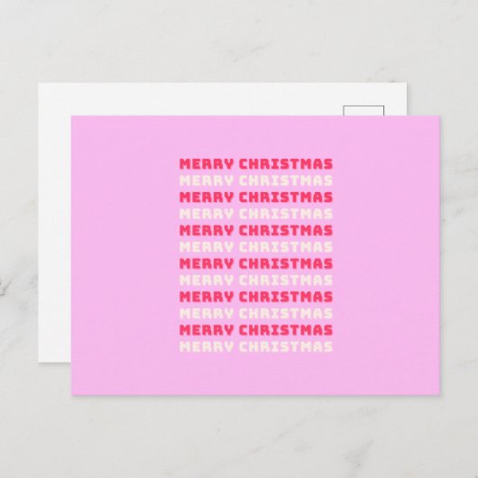 Retro Merry kerstroze feestdag decoratie preppy Briefkaart (Voorkant / Achterkant)