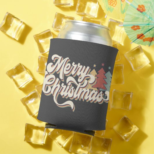 Retro  Merry Kersttypografie Blikjeskoeler (Insitu Zomer)