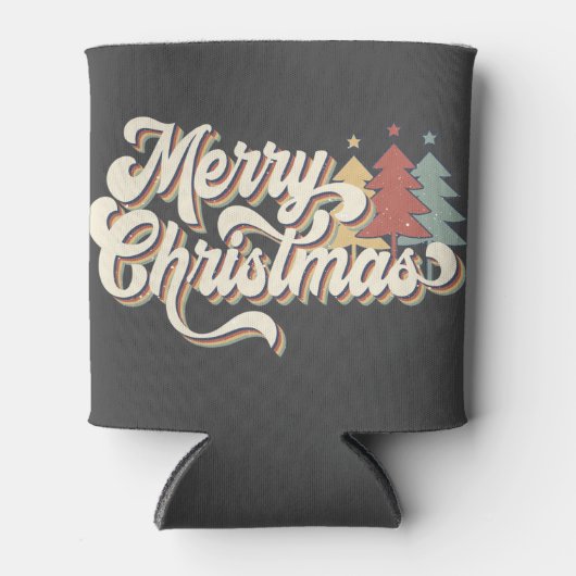 Retro  Merry Kersttypografie Blikjeskoeler (Voorkant)